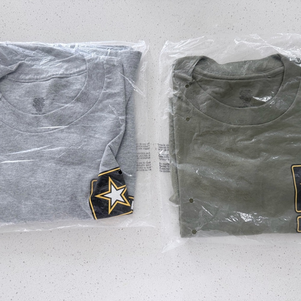 Army Crewneck T-Shirts in Gray and Olive